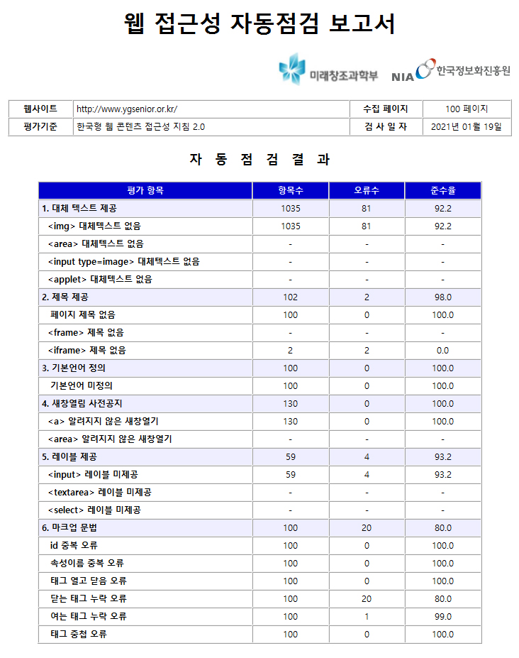 웹 접근성 자동점검 보고서
